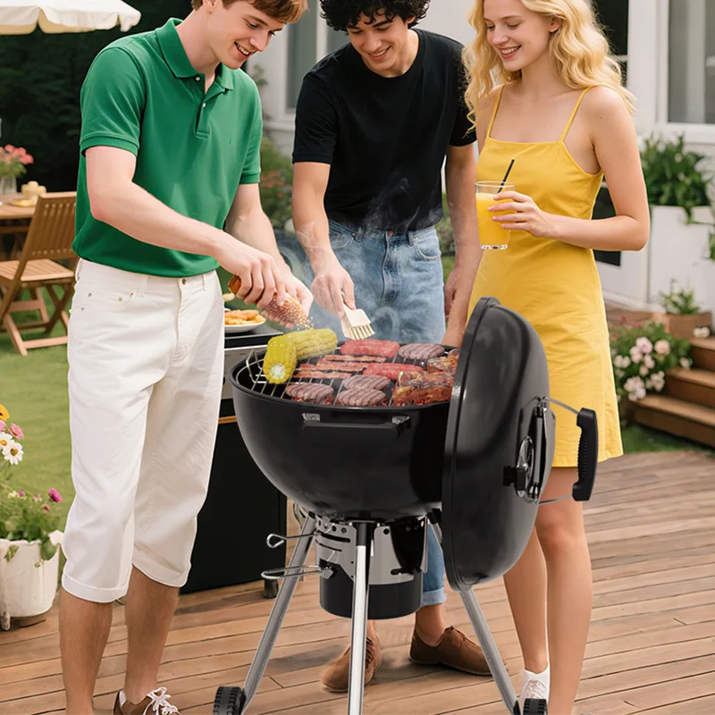 Cross-border Wholesale 18.5-inch Kettle Apple Barbecue Grill Weber Same Outdoor Barbecue Camping Tripod Barbecue Grill