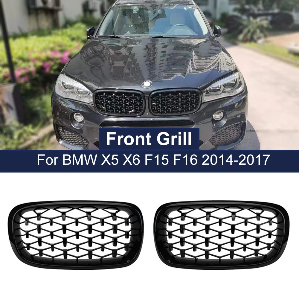 

Thultra High Quality Racing Grilles Diamond Hood Kidney Grill For BMW X5 X6 M F15 F16 F85 F86 2014-2017 Car Front Bumper Grills