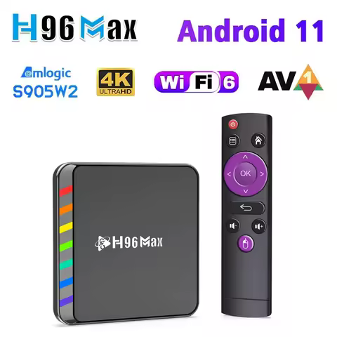 H96 Max W2 Smart TV Box Android 11 4GB 32GB 64GB AV1 Quad Core WIFI6 4K Set Top Box Media Player TV Box