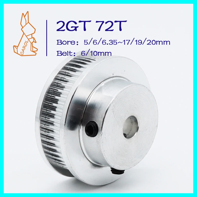 

72Teeth GT2 Timing Pulley 72T Bore 5/6/7~17/19/20mm 2M 72 Tooth Belt Width 6/10mm Pulley 2GT 3D Printer Parts Synchronous Wheels