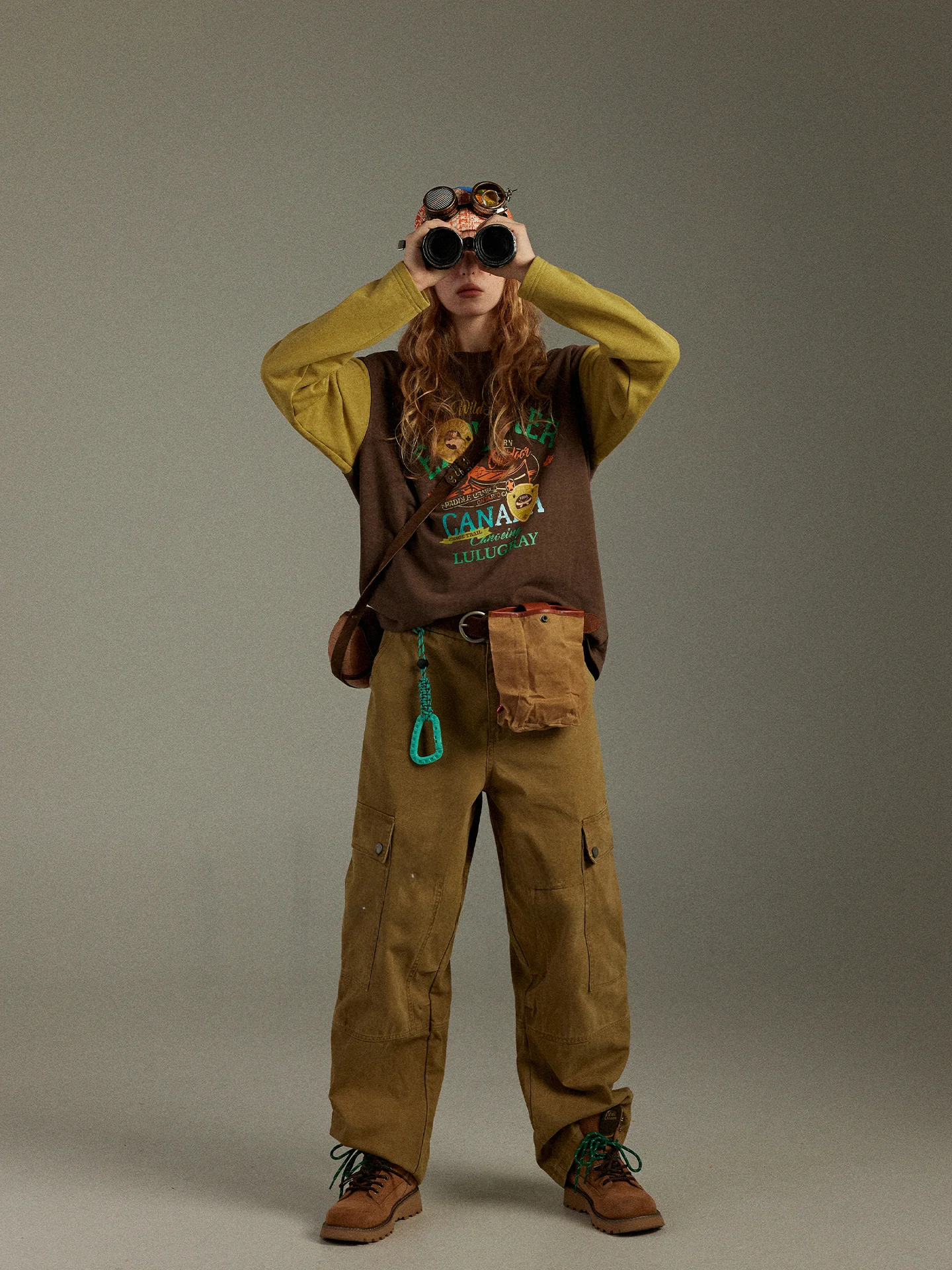 

Luluay Vintage Color Blo oulder Print T-irt Women Early Autumn American Loose Casual Long Sve round Ne Tee