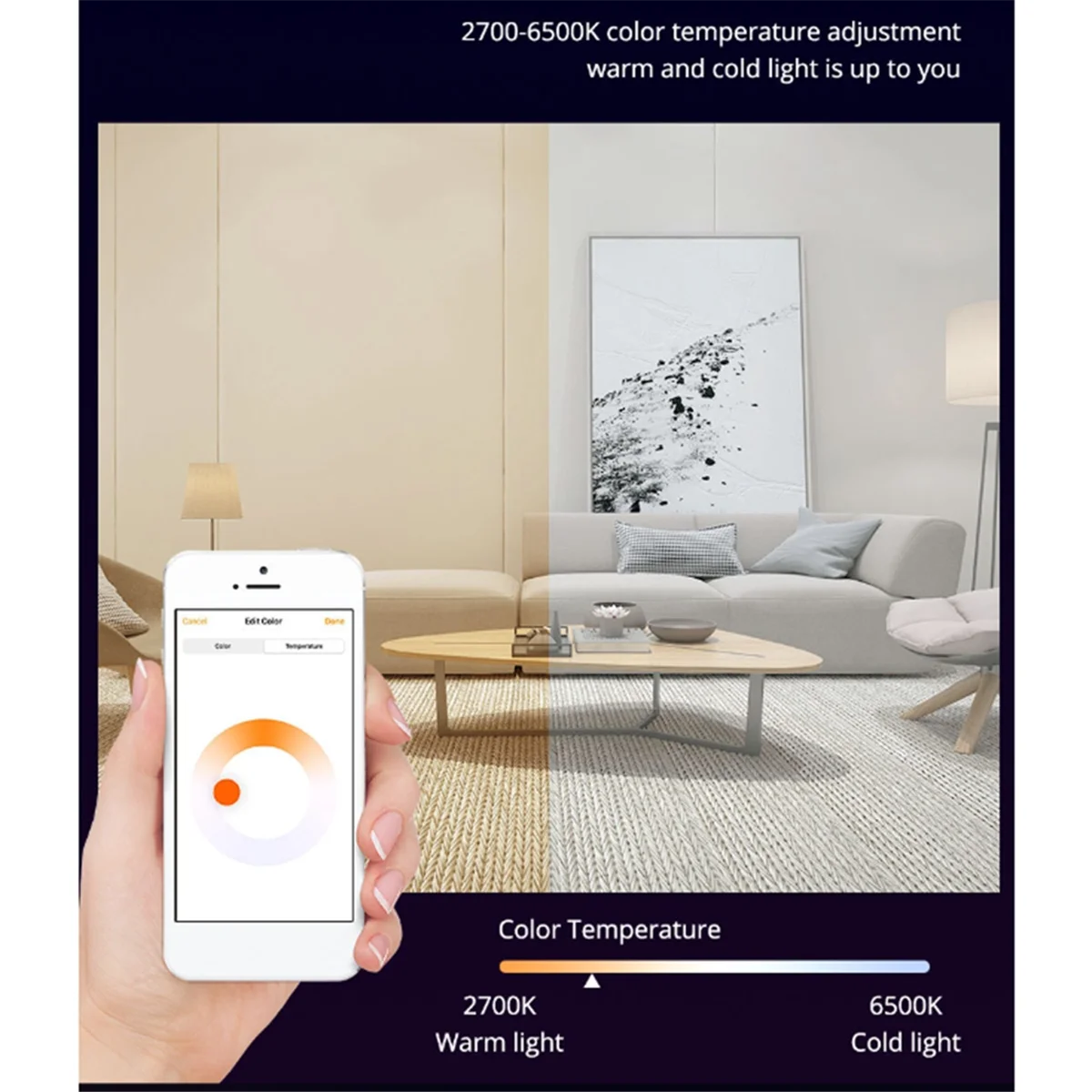 

Умные лампочки Wi-Fi Светодиодная лампа 9 Вт RGB с голосовым управлением Wi-Fi Умные лампочки работает для дома-A21I