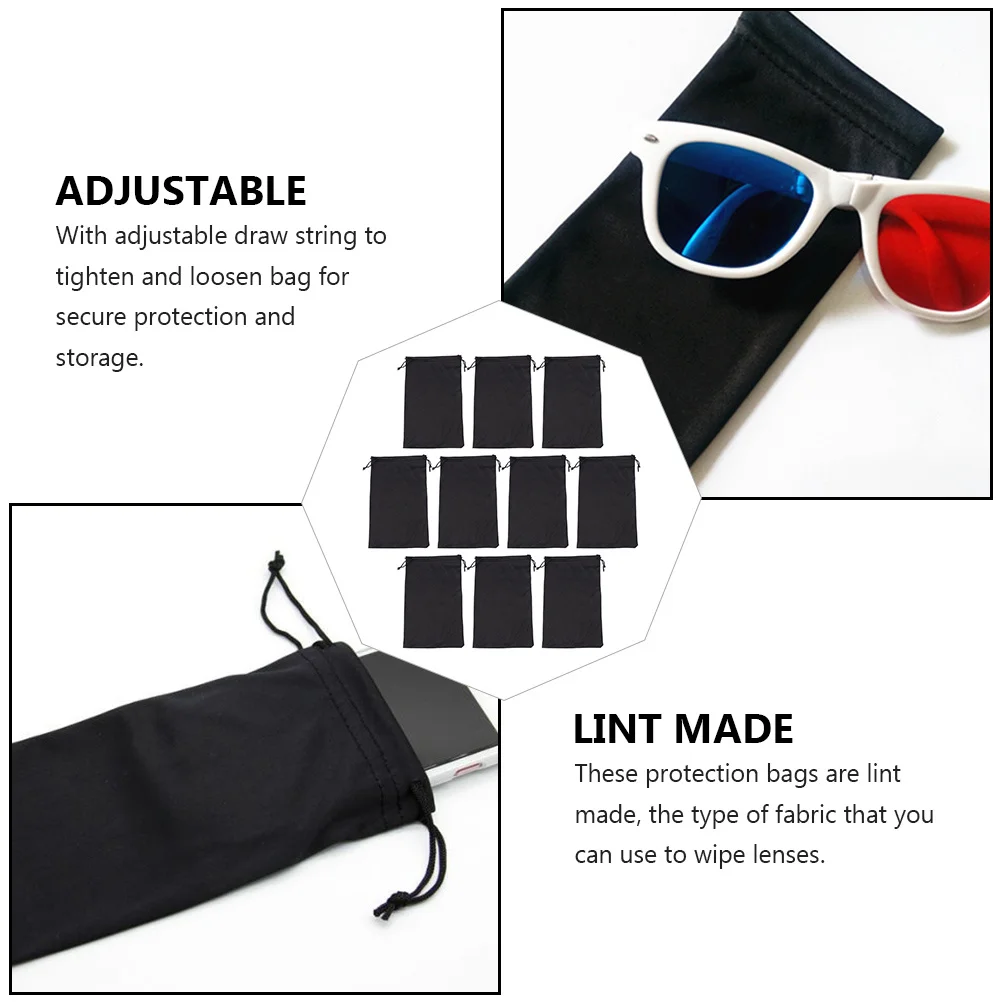 20Pcs Eyeglass Storage Bags Soft Lint Drawstring Pouches for Ski Goggles Sunglasses Lens Storage Ski Goggle Bags