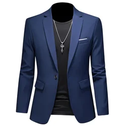 Chaqueta de traje de Color sólido para hombre, blazer informal ajustado de negocios, esmoquin Formal de boda Social, 6XL-M talla grande, moda de alta calidad