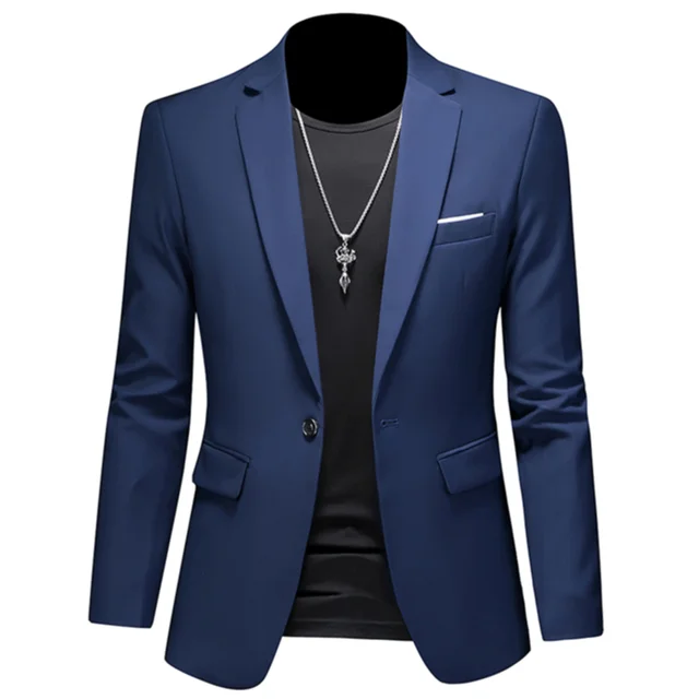 Plus rozmiar 6XL-M moda męska jednokolorowa marynarka wysokiej jakości biznes Slim Fit Casual Blazers formalny ślubny smoking