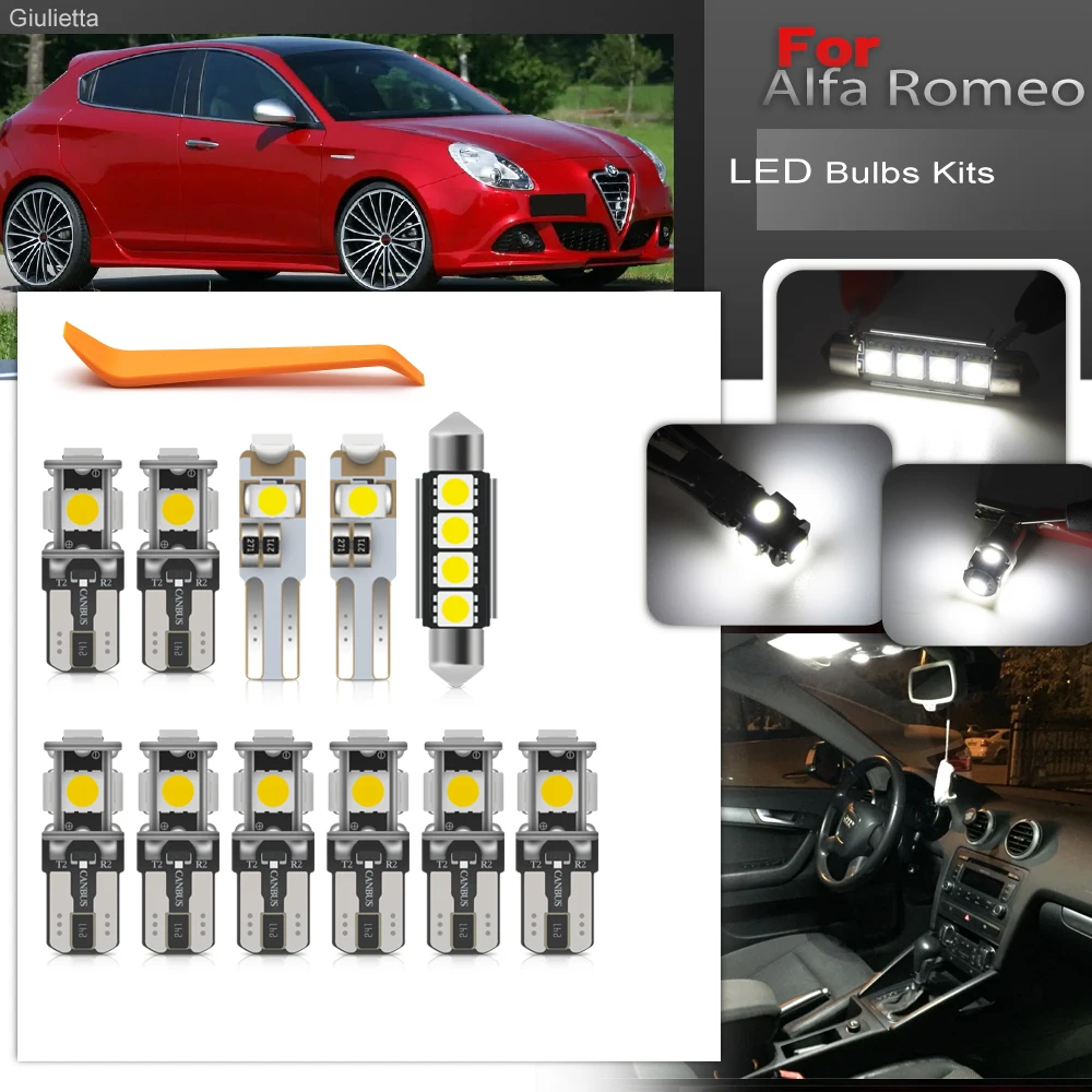 For Alfa Romeo Giulietta 2010-2020 Full White Canbus Led Interior Light Package Kit Map Dome Door Courtesy Glove Box Trunk Boot