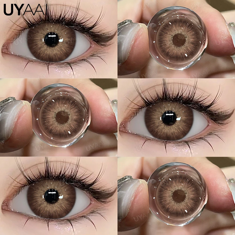 UYAAI 1 Pair High Quality Colored Pupils for Eyes Korean Fashion Lenses Blue Eye Contacts Natural Gray Colored Lenses for Woman