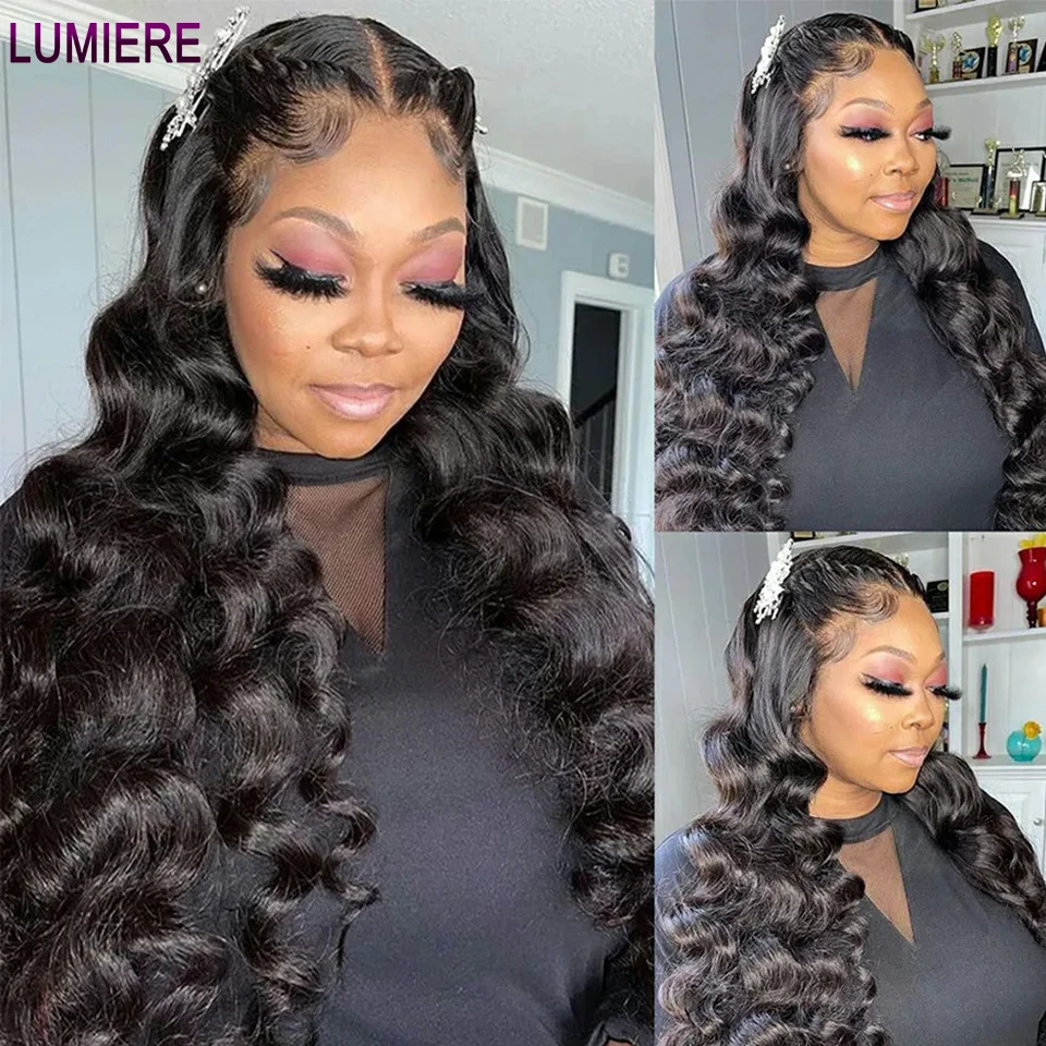 Lumiere Body Wave Human Hair 13X4 Hd Transparant Lace Frontale Lijmloze Pruik Zwart Gekleurd Braziliaans Klaar Om Remy Hair Pruiken Te Dragen