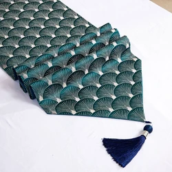 Jacquard Table Runner With Tassels Home Hotel Party Birthday Christmas Luxury Tablecloth Decoration