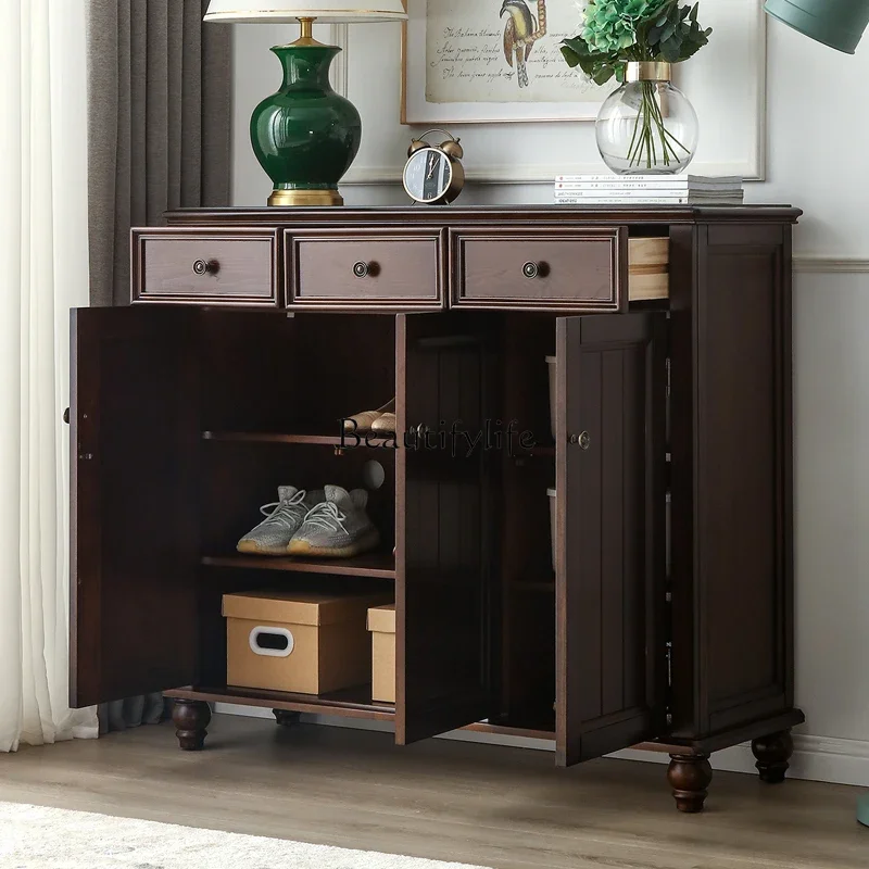 

ls 42 American solid wood door hall porch partition locker household two or four door entry shoe cabinet