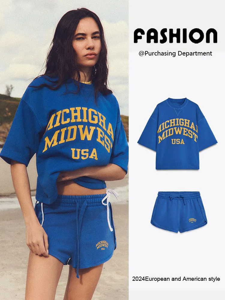Summer New Arrival Women's ort Sve Hoodie And orts Set round Ne Pullover Faionable Casual Wear for Ladies