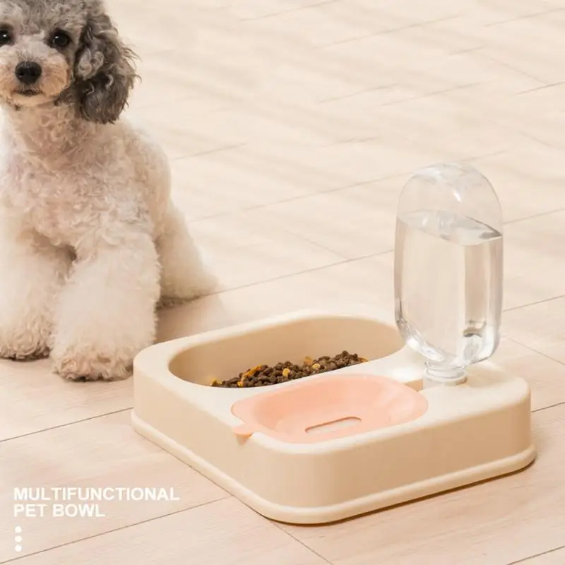 Cat Feeding Bowls Automatic Water Bowl Food Dispenser Double Dishes Bunny Food Water Dispenser Set Automatic Waterer Bottle