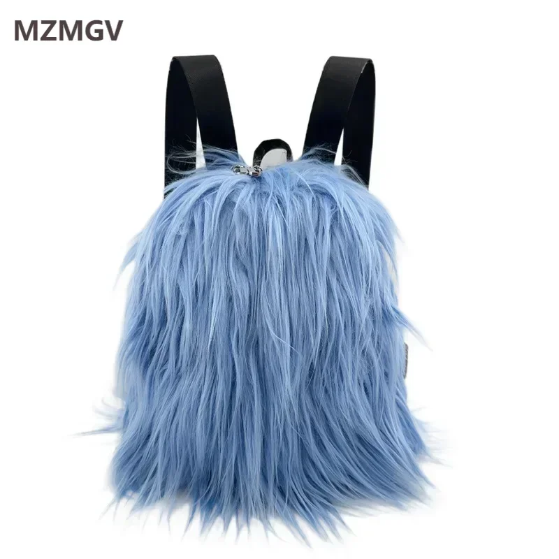 

Рюкзак Y2k Spice для девочек, дизайн 2024, зимняя длинная плюшевая сумка на плечо с бахромой, однотонная пушистая сумка из искусственного меха, женская сумка