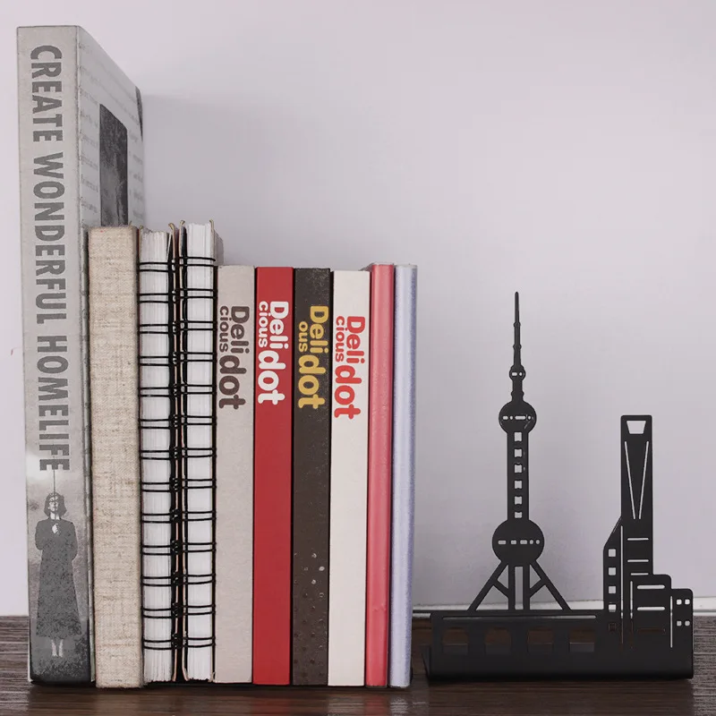Black Metal Book Stand Desktop Organizer Rack Office Stationery Gift