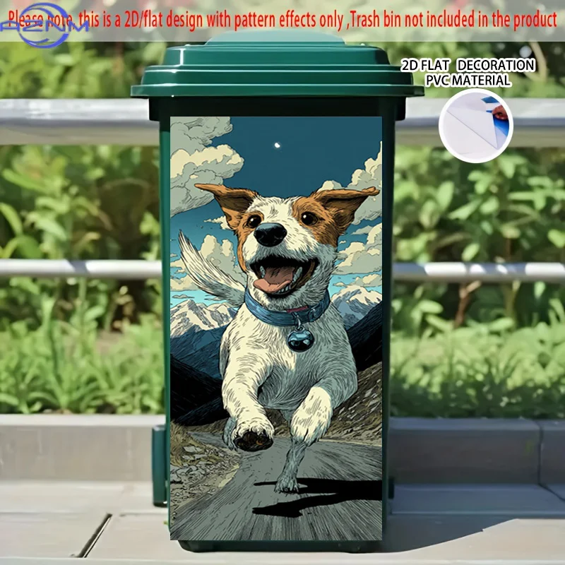 1pc of 2D Pattern Printing Sticker for Kitchen Trash Bins, Measuring X Cm, Featuring The Theme 'Puppy Leaping in The Mountains