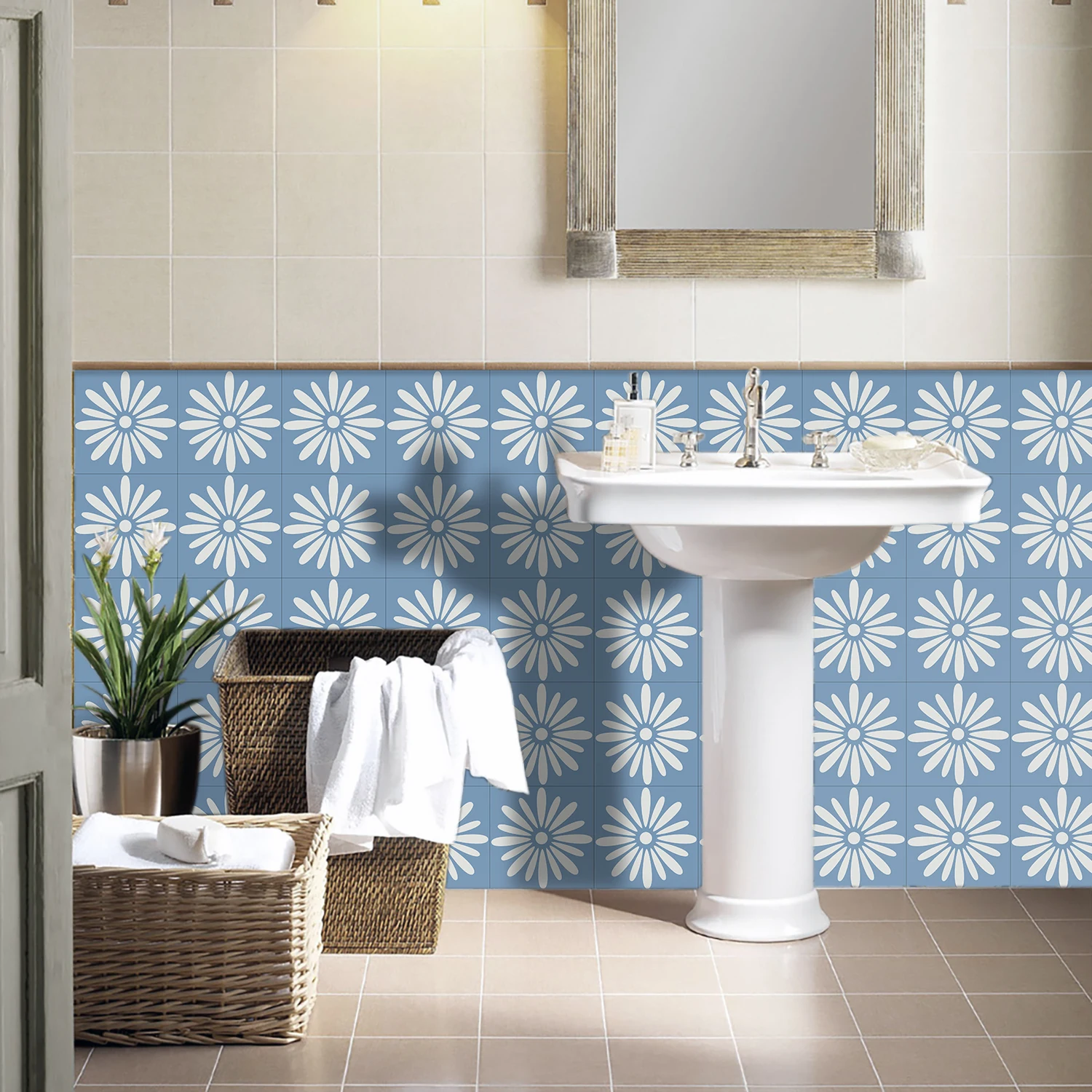 10Pcs Blue & White …