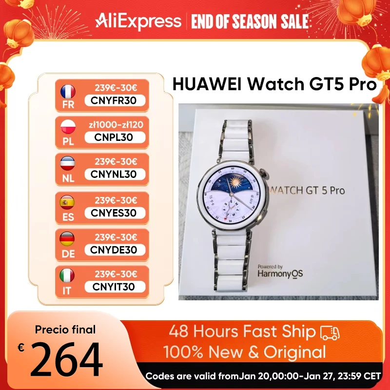 HUAWEI Watch GT5 Pro Smartwatch 1.53'' HD Screen 315mAh Battery 24H Health Monitor BT5.3 Bluetooth Call IP67 GPS For Andriod iOS