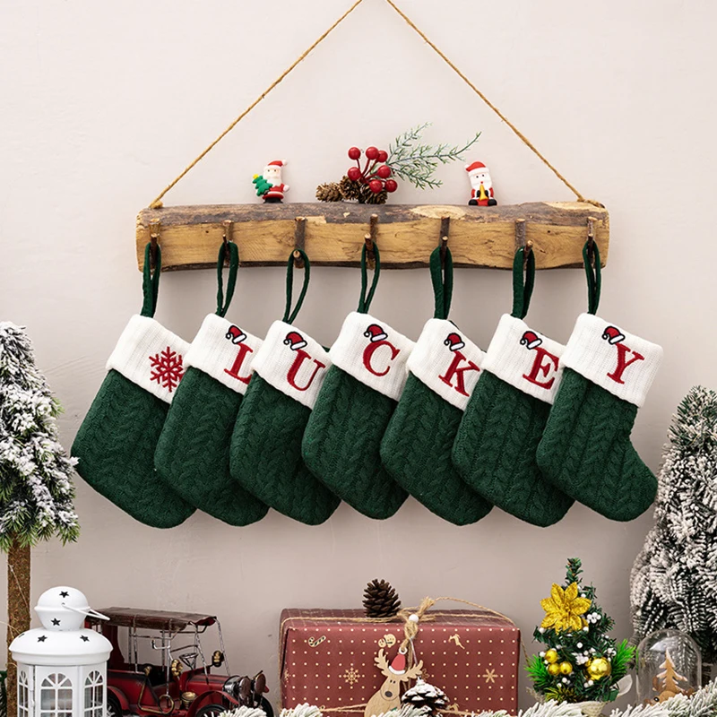 New Christmas Socks Letter Embroidered Xmas Stocking 2025 Christmas Decorations Candy Bag Decorations Gift Bag