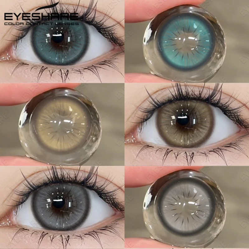 EYESHARE 1 Paar farbige Kontaktlinsen für die Augen, natürliche Pupillen, blaue Kontaktlinsen, weiche, farbenfrohe Kosmetik, graue Linsen, grüne Kontaktlinsen