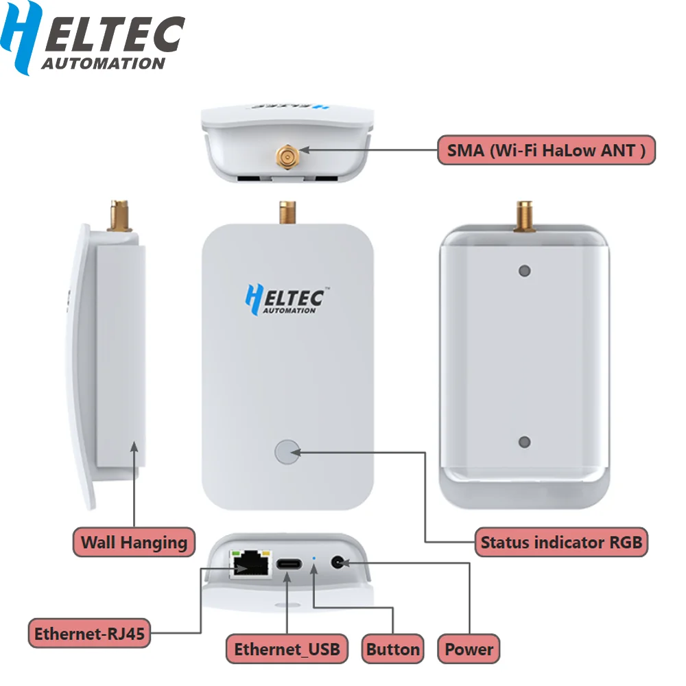 Heltec Wi-Fi HaLow HT-H7608 Stérilisation IEEE 11ah Passerelle Bande Touristique Prolongateur Wi-Fi 3km Passerelle Longue Distance Transmission Vitesse Plus Rapide