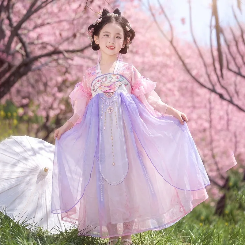

2026 new summer clothes girls hanfu, little girls new national style super fairy beautiful dress