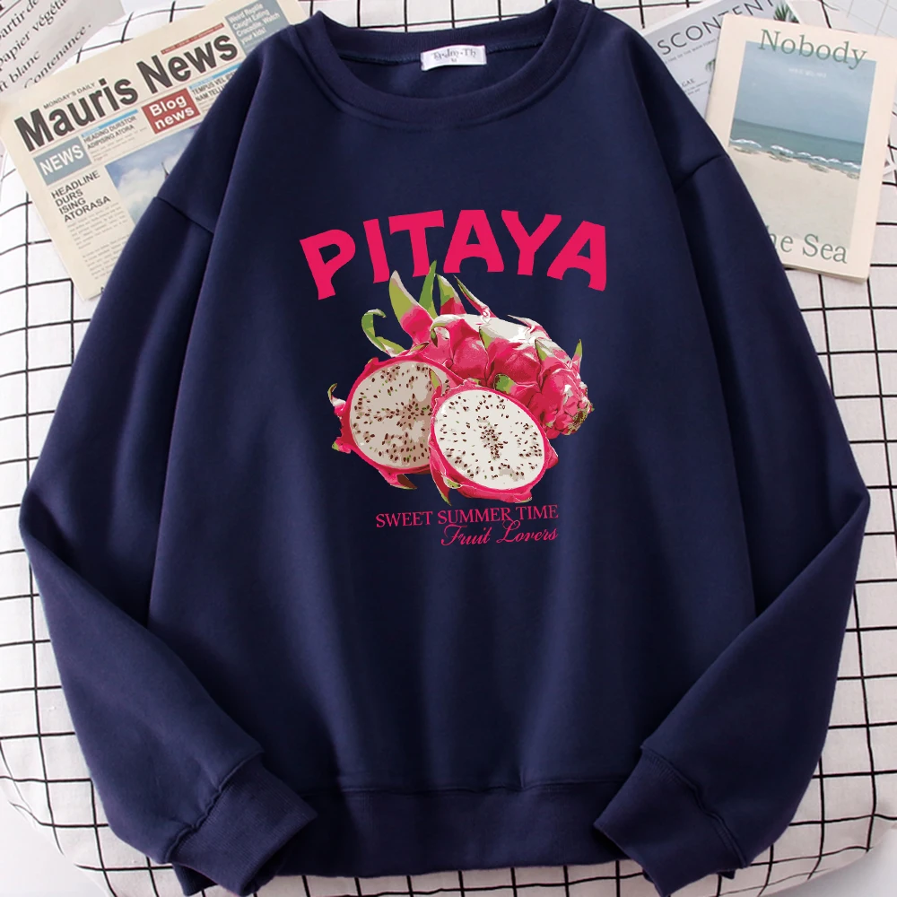 

Fresh Fruit Pitaya Design Pullovers Women Autumn Loose Sweatshirt Casual Fleece Sweatshirts All-Match Crewneck Tops Female