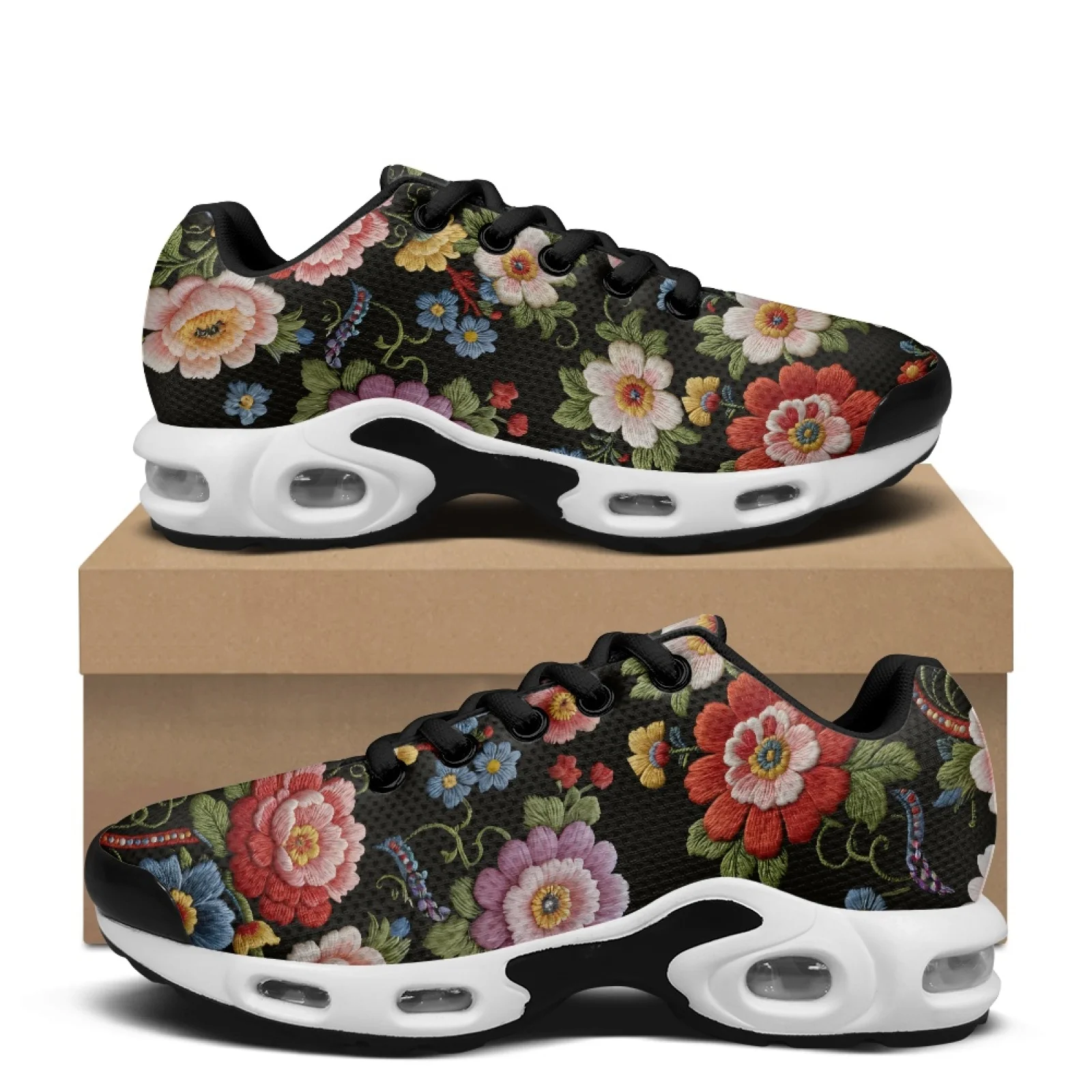 PENSTROLL Colorful Floral Modern Tennis Fashion Sneakers for Casual Mesh Cross Trainers Shoes Lace-up Sneakers