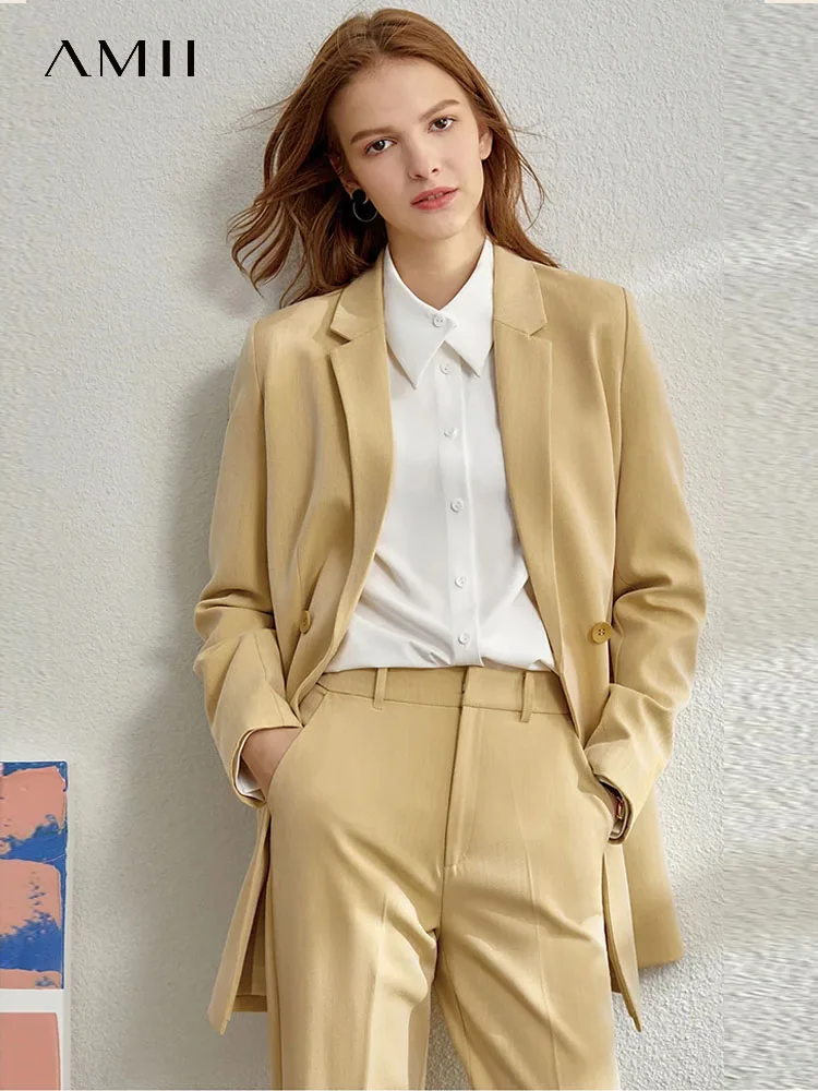 Amii minimalizm ceket bahar ofis bayan Blazer kadın Vneck tankları, kadın pantolonları kadın şort ayrı satılır Blazers 12260069