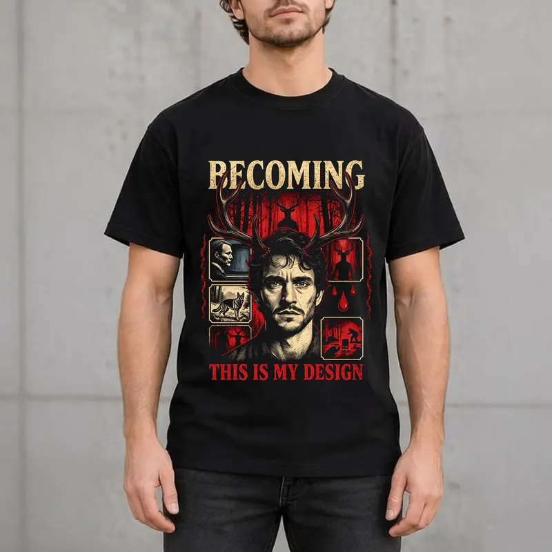 Hannibal Lecter Will Graham Graphic T Shirt, TV Series Horror Fan Unisex Tee Retro Dark Academia Gothic Casual Short sleeve Tops