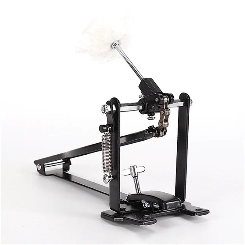 Upgraded Bass Drum Pedal With Felt Drumstick Head Single Chain Drive For Jazz Music Practice Instrument Accessories Silver/Black