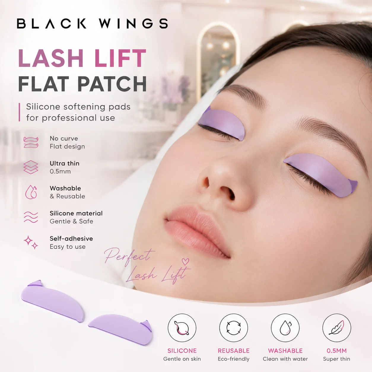 BLACKWINGS Korean Silicone Pre-Softening Shields 1PC Lash Lift Softening Pads for Keratin Treatment