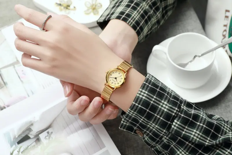 Luxury Rose Gold นาฬิกาสแตนเลสผู้หญิงคลาสสิกรอบ Dial นาฬิกาควอตซ์ผู้หญิงธุรกิจนาฬิกาข้อมือ reloj mujer