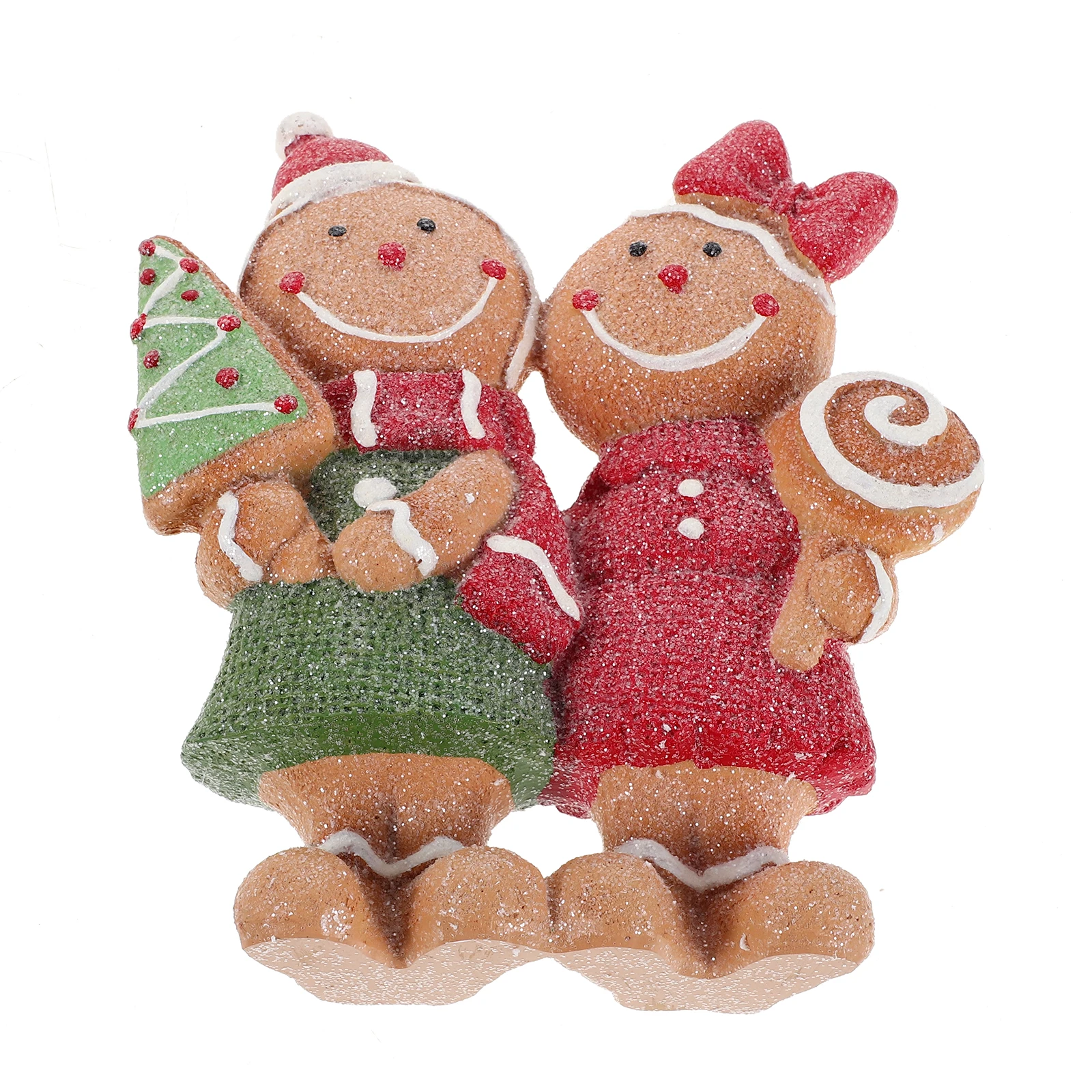 

2Pcs Christmas Gingerbread Decorations Resin Handcrafted Mini Statues for Table Centerpiece Holiday Home Mantel Shelf Decoration