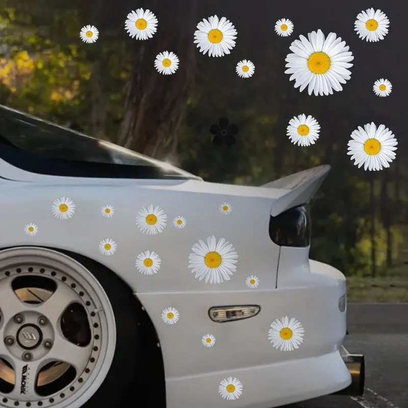 Daisy Flower Vinyl Sticker Set, Natural Style Waterproof Decals for Car Mirror, Laptop, Phone & Smooth Surfaces