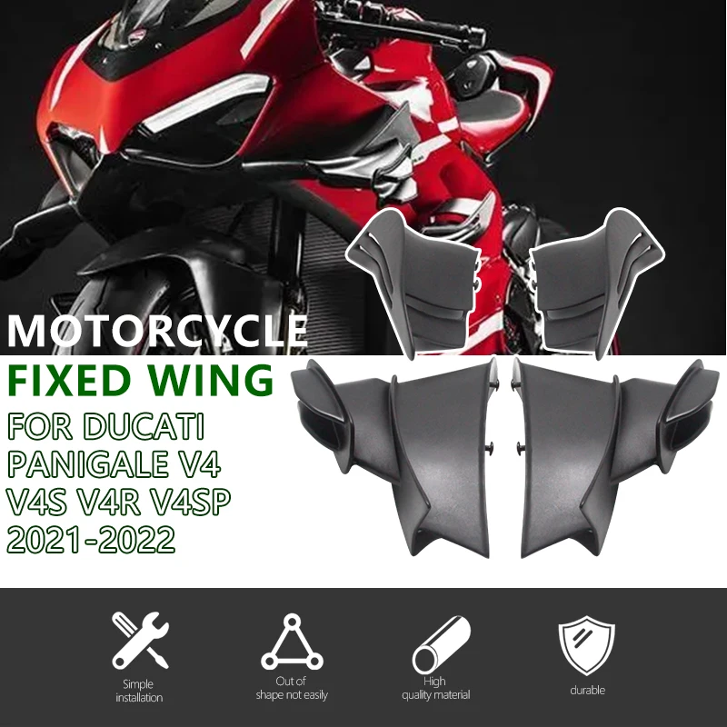 

Motorcycle Accessories for DUCATI PANIGALE V4 V4S V4R 2021 2022 Side Winglet 4PCS Matte Black Side Spoiler Wings Windshield 21