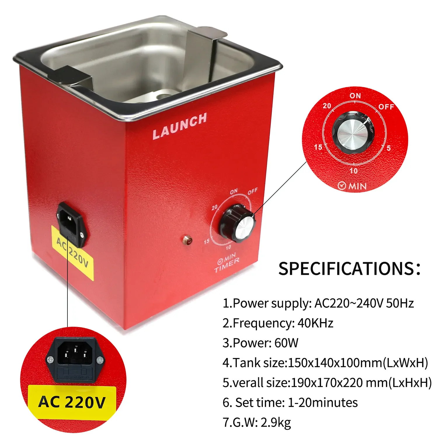 Launch CNC603C Exclusive Ultrasonic Fuel Injector Cleaner Cleaning