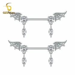 G23Titan Perforated Barbell 14G Titanium Steel Surgical CZ Zircon Hypoallergenic Nipple Ring Sexy 2pcs Jewelry Nipple Piercing