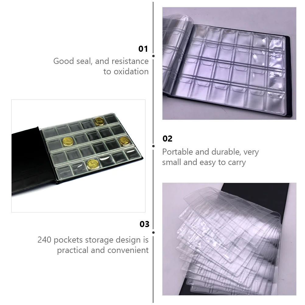 Coin Collection Book The Album Souvenir Coins Storage Pu Collector Commemorative Organizer