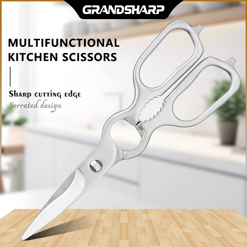 

Grandsharp Food Scissors Multi Function 3Cr14 Stainless Steel Kitchen Scissors for Fish Killing Meat Chicken Bone Cookning Tool