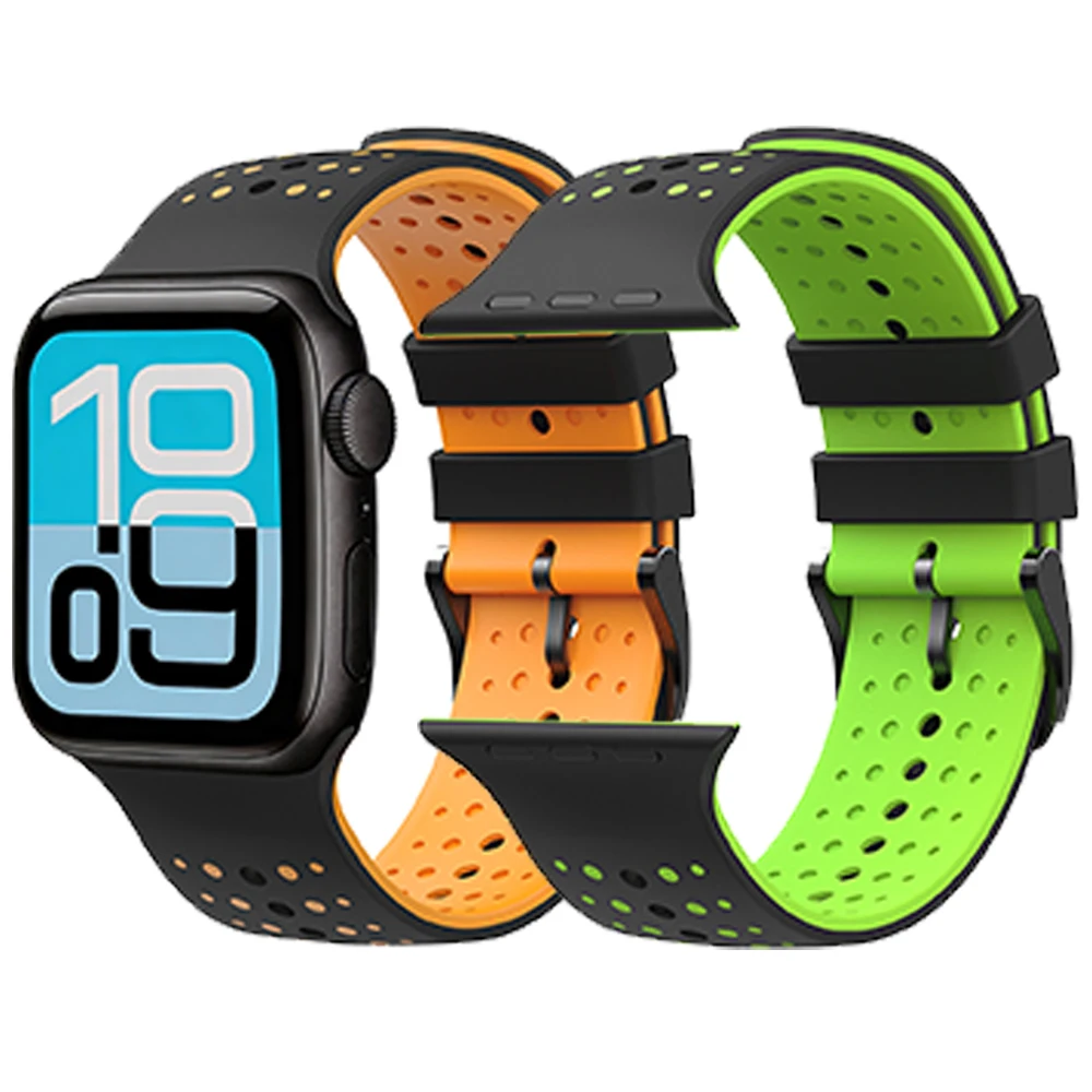 Armband für Apple Watch Ultra 3 Band 49mm 44mm 45mm 46mm Silikonarmband für IWatch Series 11 10 9 8 7 6 SE 3 Atmungsaktives Correa-Armband