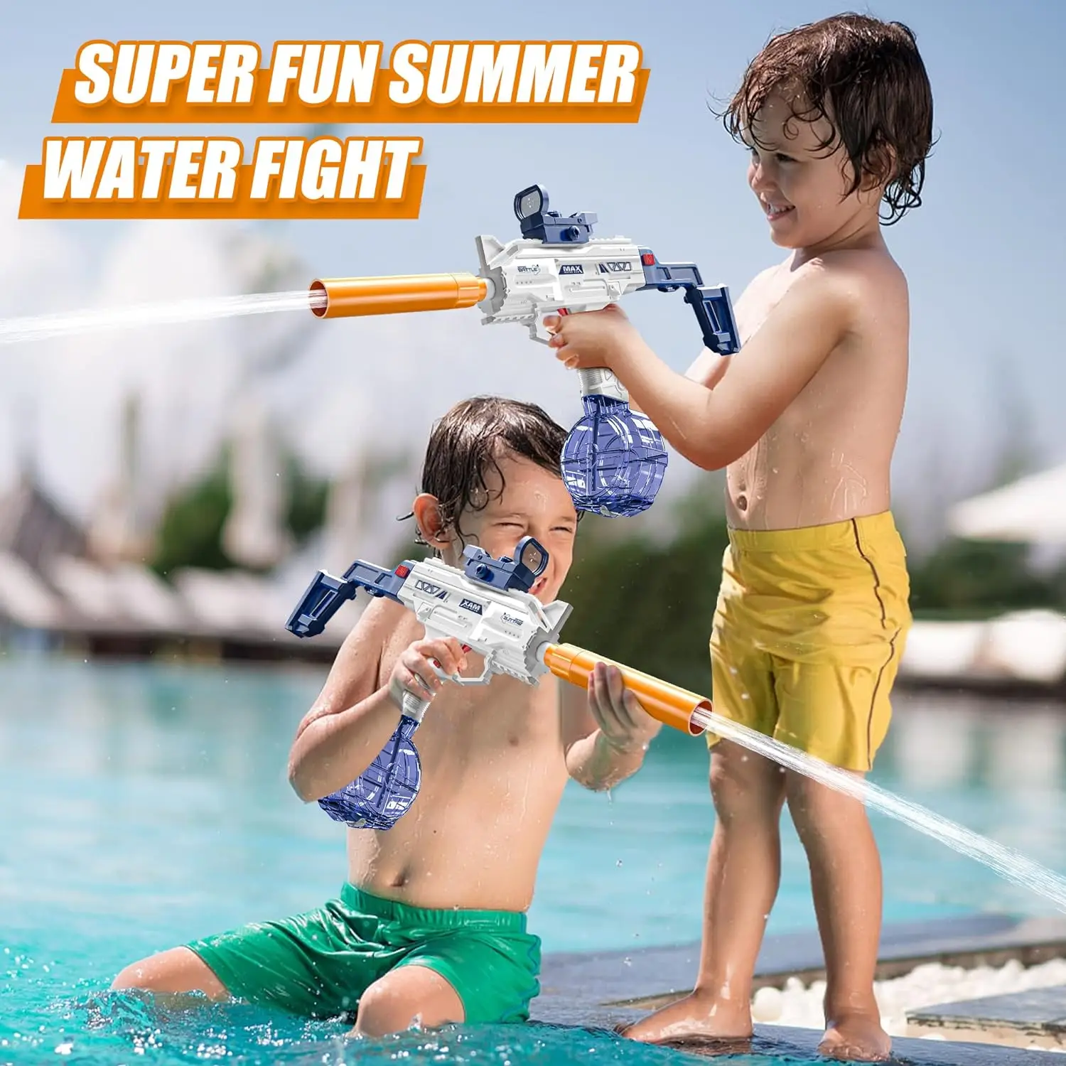 Elektrische Uzi Waterpistool Met Één Knop Automatische Spuitpistolen Voor Volwassenen Lange Afstand Krachtige Waterblaster Zomer Outdoor Kids Cadeau