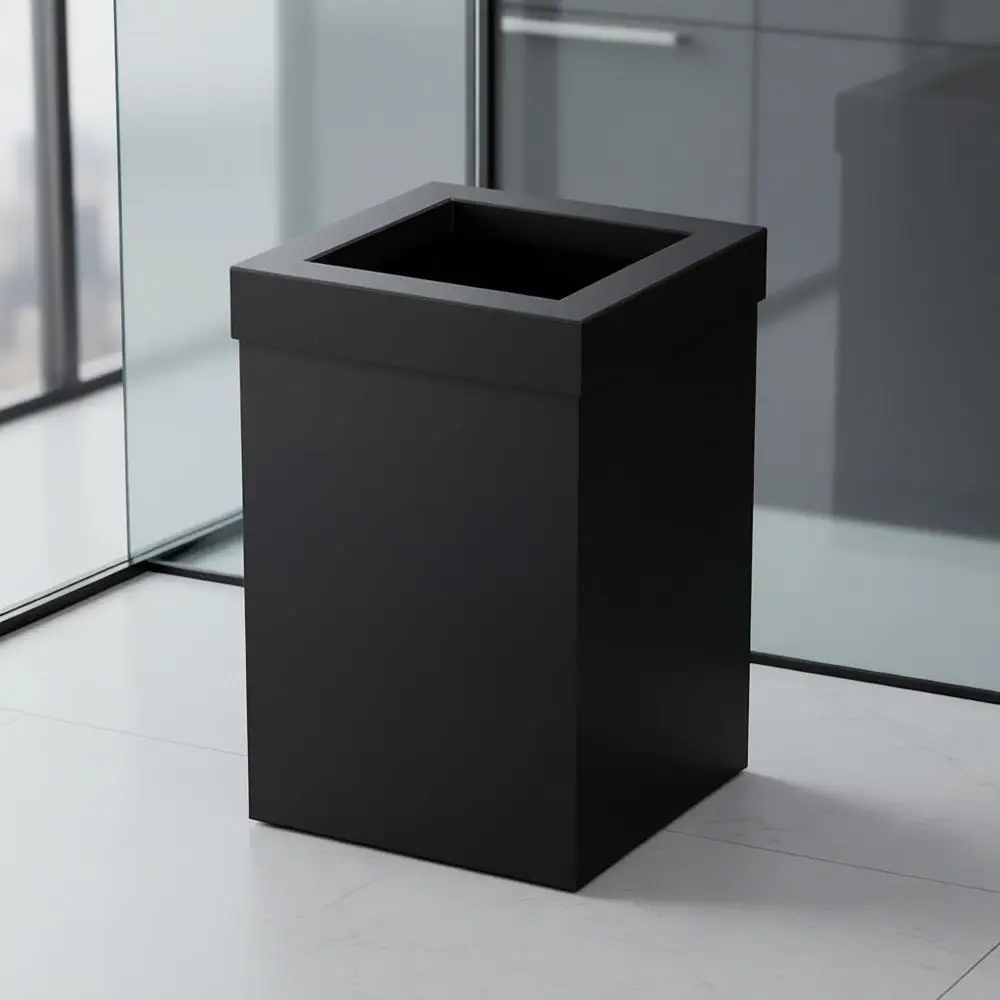

Square 3 Gallon Stainless Steel Trash Can with Lid, Ideal for Small Bathrooms, Matte Black
