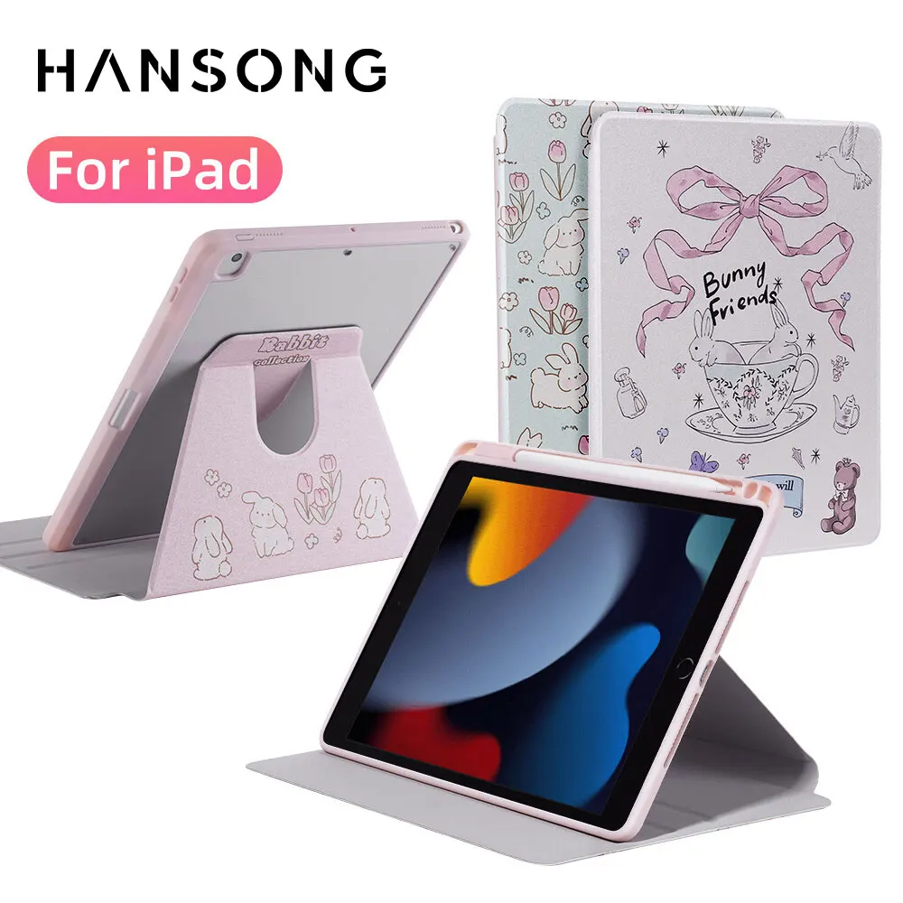 

For iPad 10th Gen 10.9 7/8/9th Acrylic Case 360° Rotating Air4 Air5 10.2 5th 6th 9.7in Pro11/12.9 Mini6 Cover with Pencil Holder