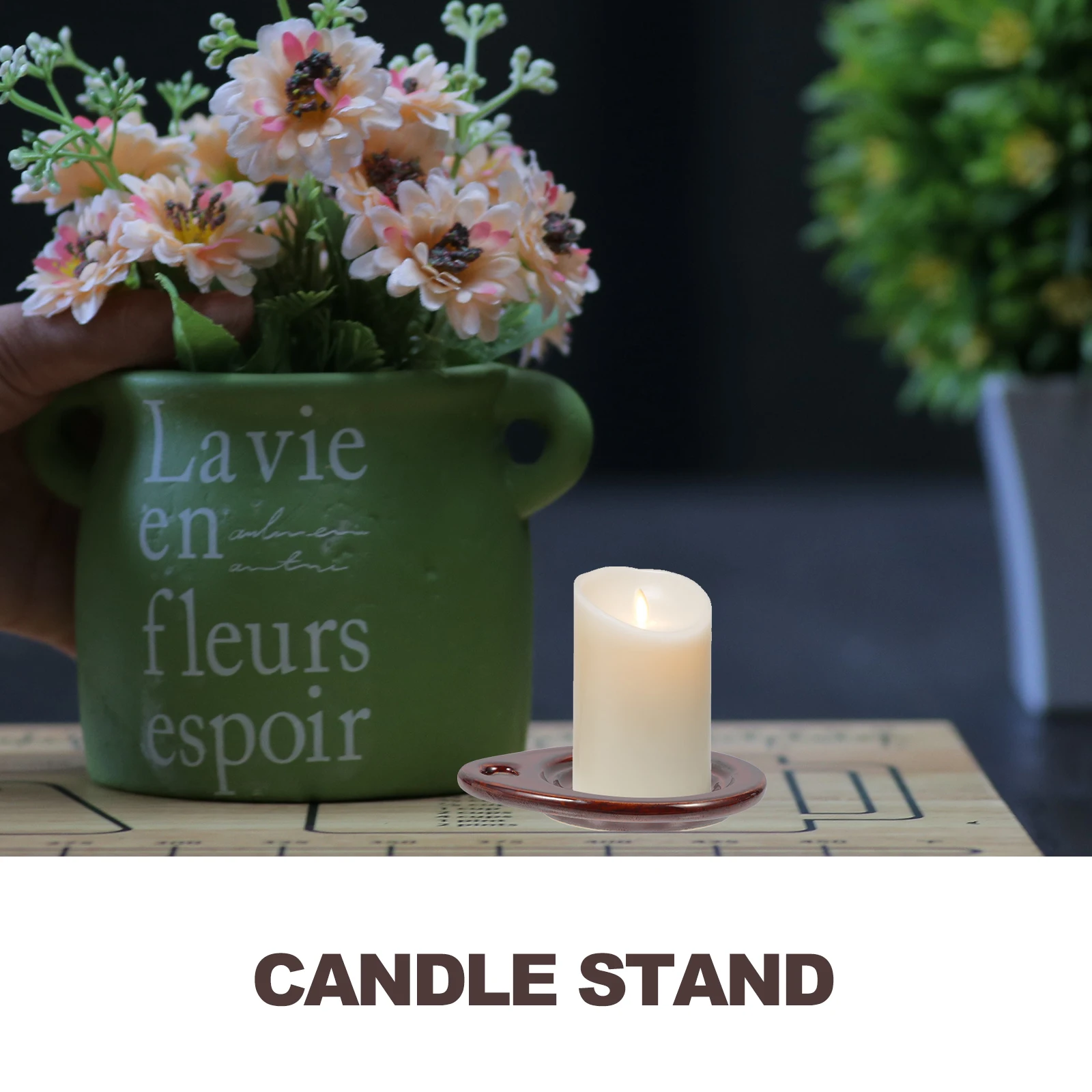 

Tea Holder Ceramic Decorative Romantic Room Stand Table Candlestick Restaurant Use Ceramic Candlestick