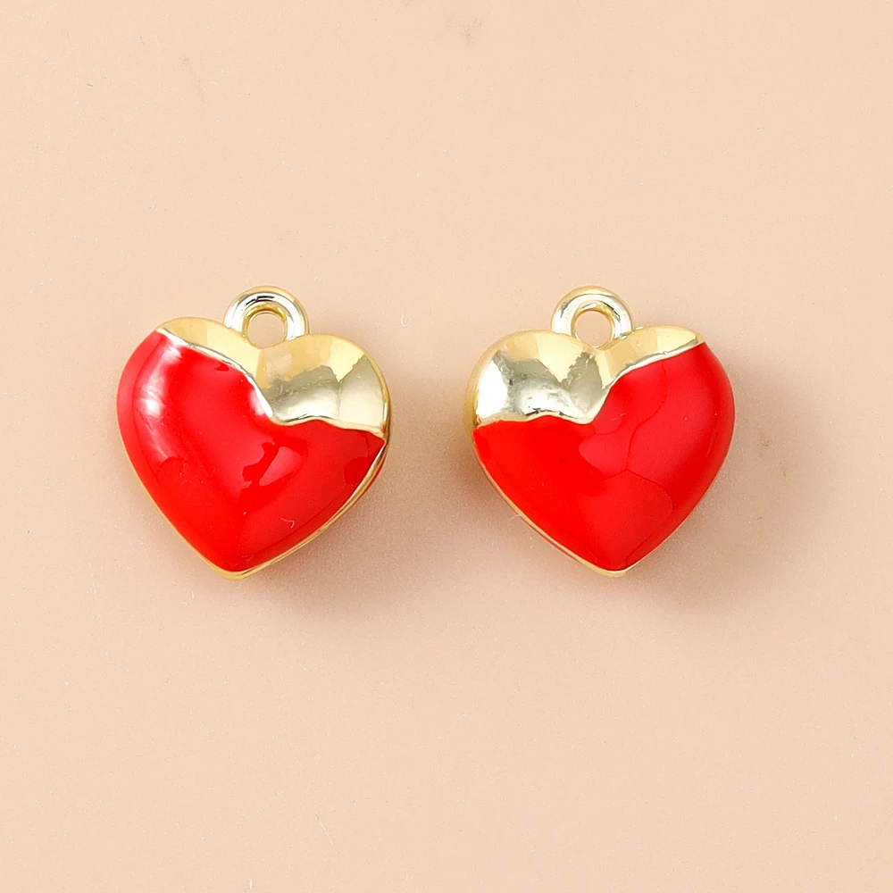 

Leslie 5pcs Gold Plated Enamel Red Heart Charms Pendant for Jewelry Making Earrings Bracelet Necklace Accessories DIY Findings