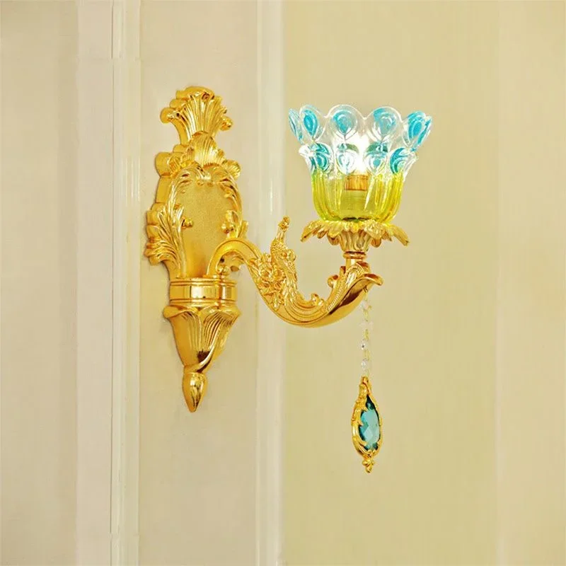 DORIAN Европейский хрустальный настенный светильник, роскошная гостиная, спальня, прикроватная лампа, фон, стена, коридор, вилла, отель, освещение