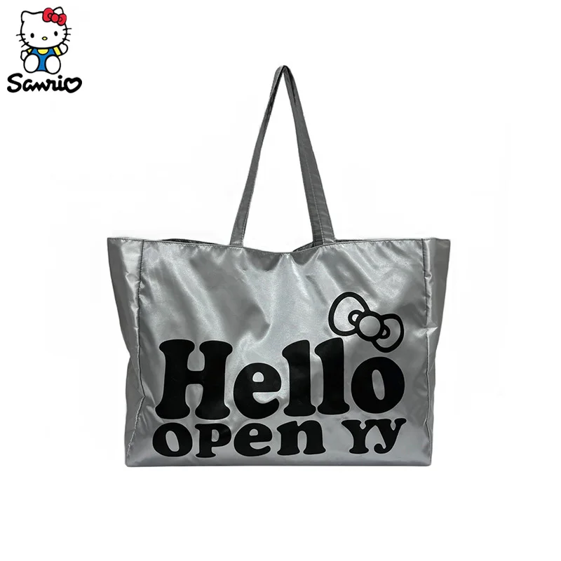 Sanrio Hello Kitty Tote Bag Y2k Hello Kitty Shoulder Bag Large Capacity Laser Bag Student School Bag Silver Travel Bag Gifts