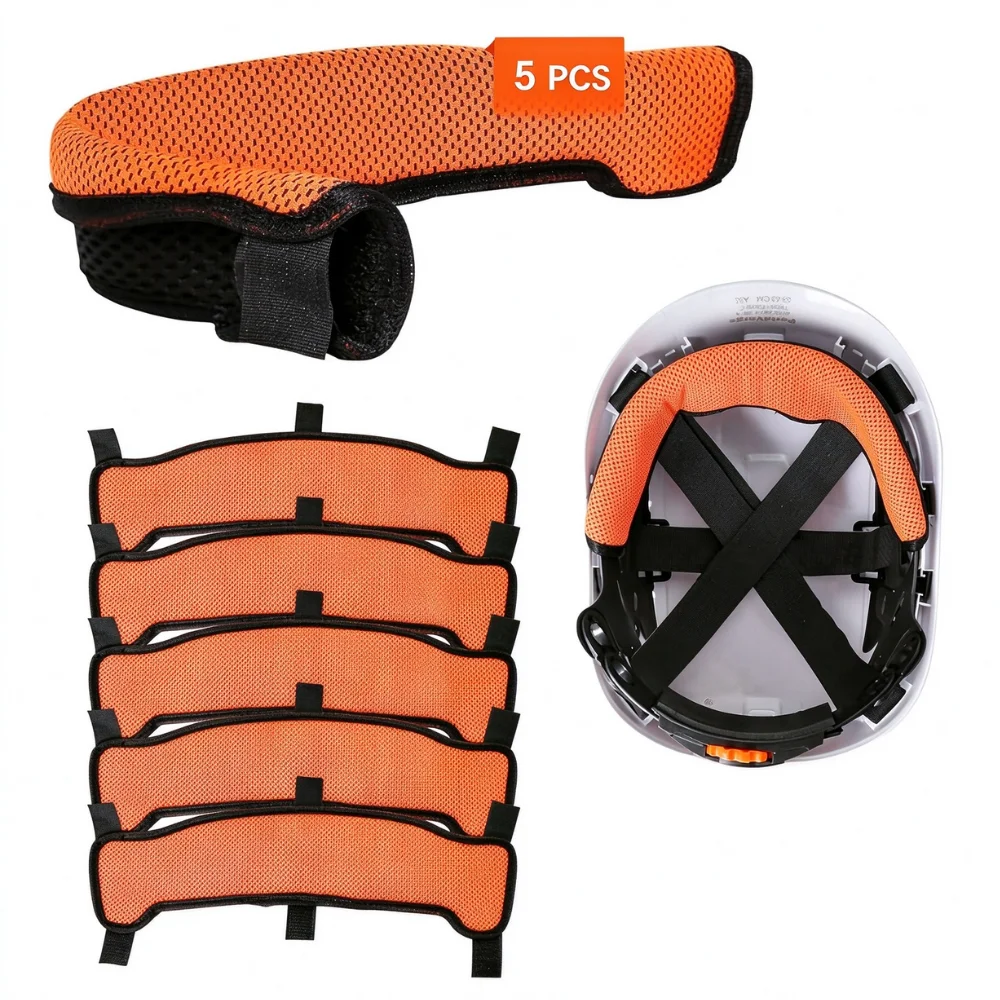 5PCS Safety Helmet Sweatband Breathable Mesh Anti-Sweat Forehead Cushion Washable Reusable Pads for Construction Hard Hat