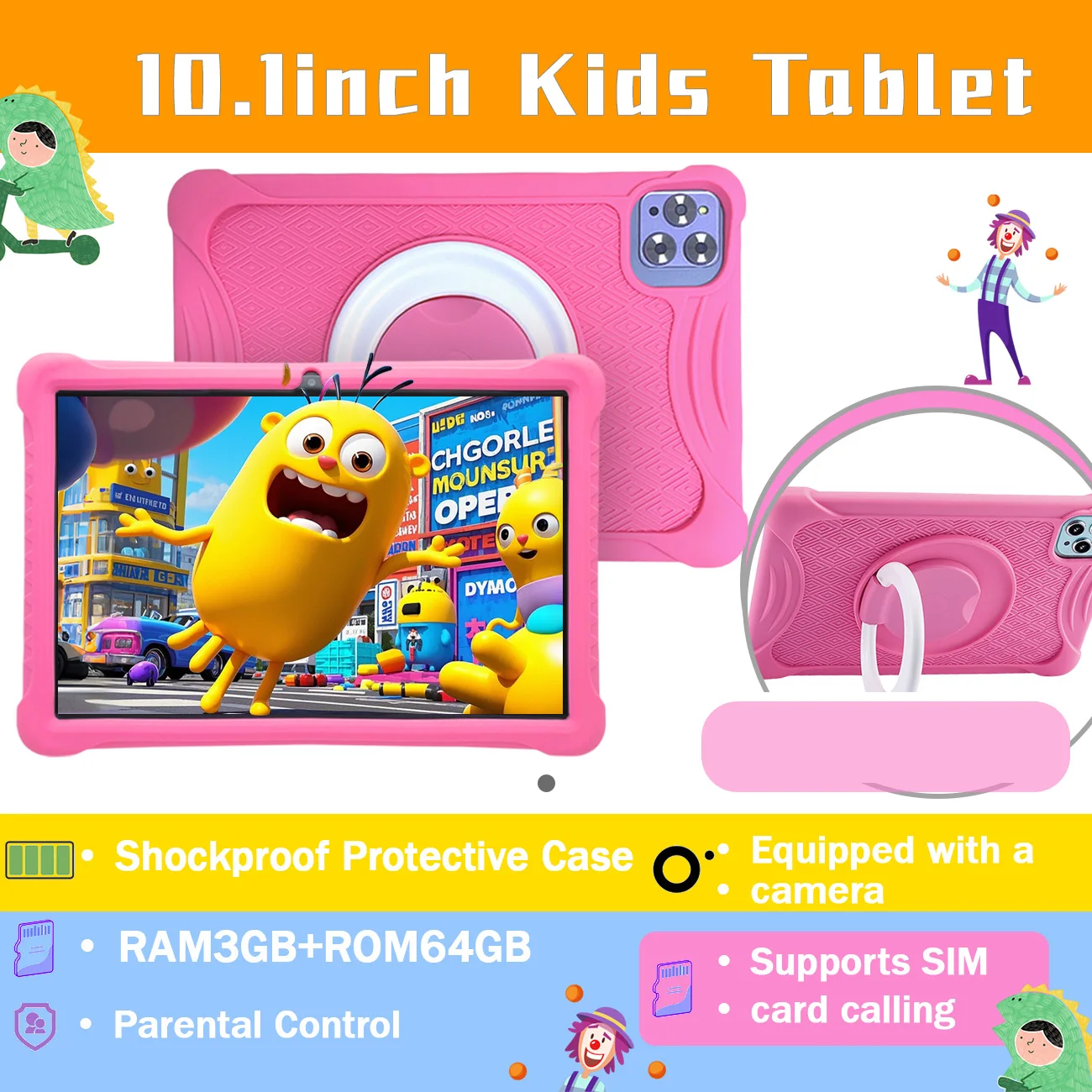

10.1 Inch Educational Kids Tablet with Shockproof Case - Parental Controls, Expandable Storage, Learning Games - Perfect Holiday