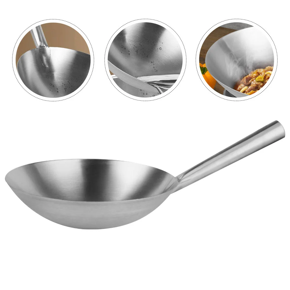 

Stainless Steel Wok Pan Frying Nonstick Pans Griddle Gas Stove Camping Woks For Electric Commercial